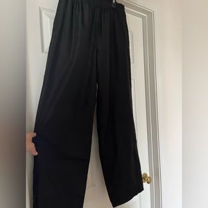Black warmup pants, elastic waist
